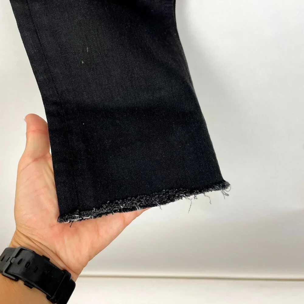 rag & bone High Rise Cropped Slim Leg Jeans Raw Hem Black 26 #0193